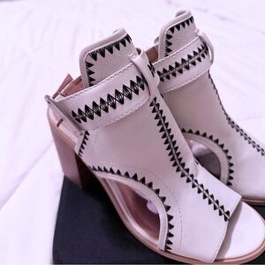Very Volatile White and Black Heeled Sandals